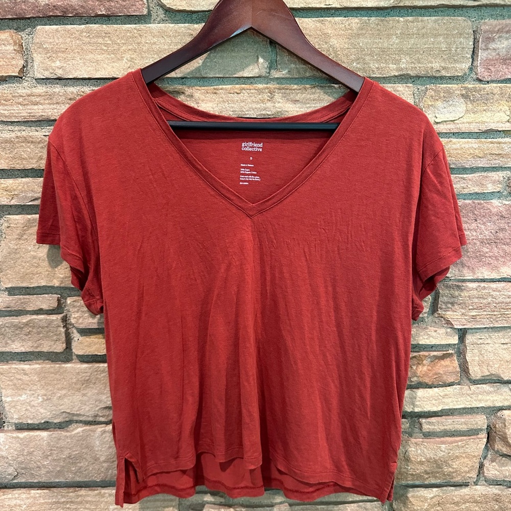 Girlfriend Collective V-Neck Shirt - Size Small